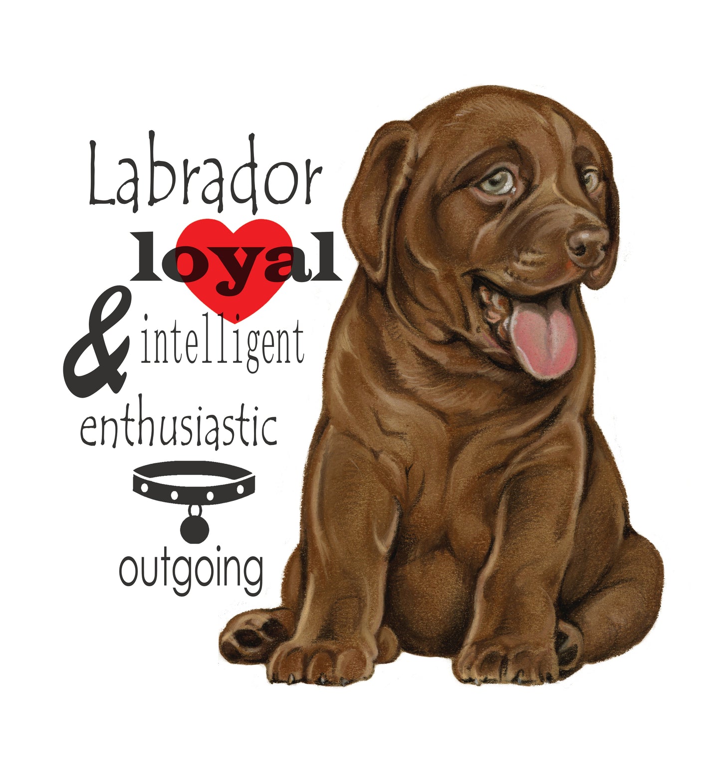Katoenen winkelshopper met bedrukking - Labrador bruin