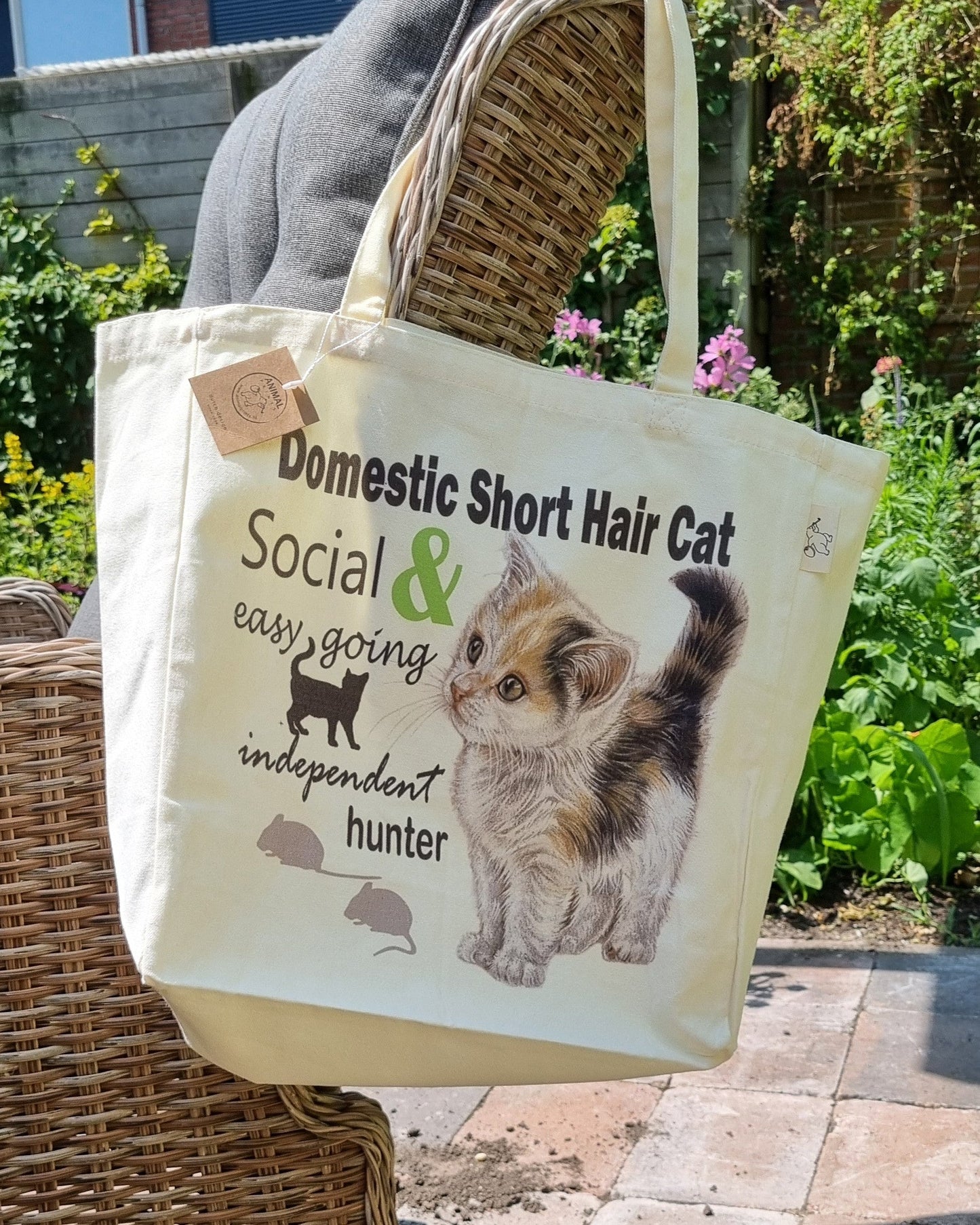 Katoenen winkelshopper met bedrukking - Domestic Shorthair Cat - Kortharige Kat