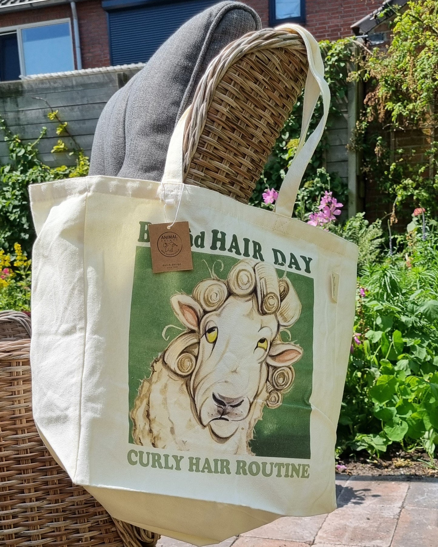 Katoenen winkelshopper met bedrukking - Bad Hair Day - Sheep