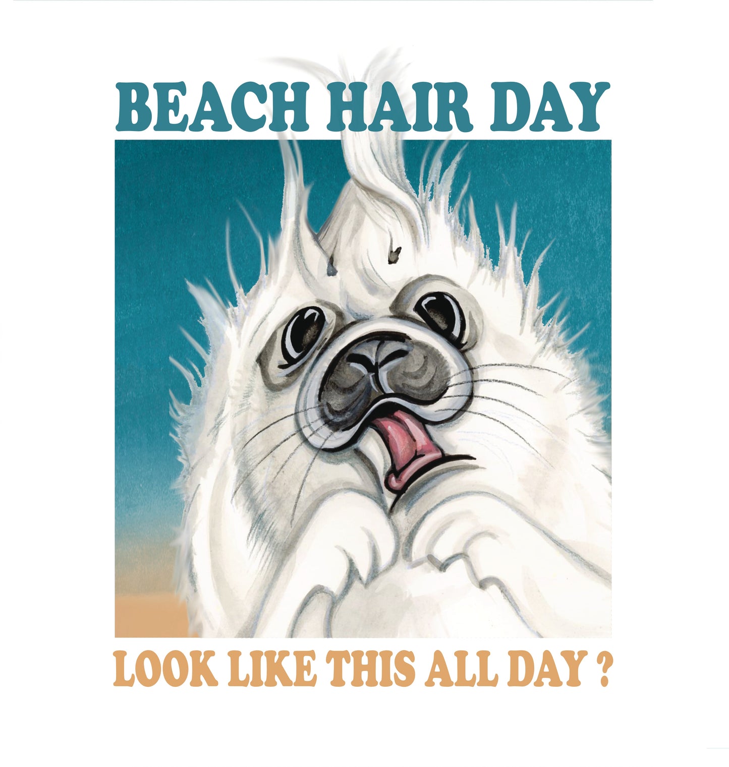 Katoenen winkelshopper met bedrukking - Beach Hair Day - Zeehond