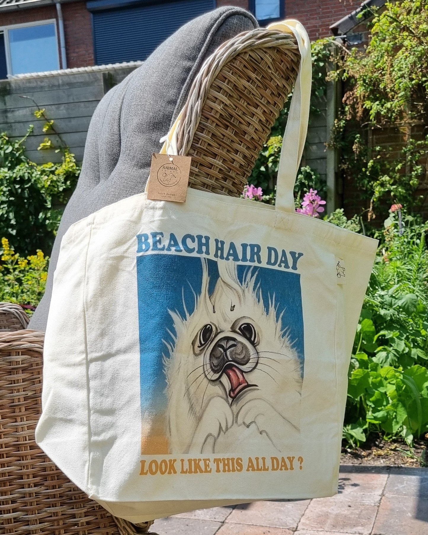 Katoenen winkelshopper met bedrukking - Beach Hair Day - Zeehond