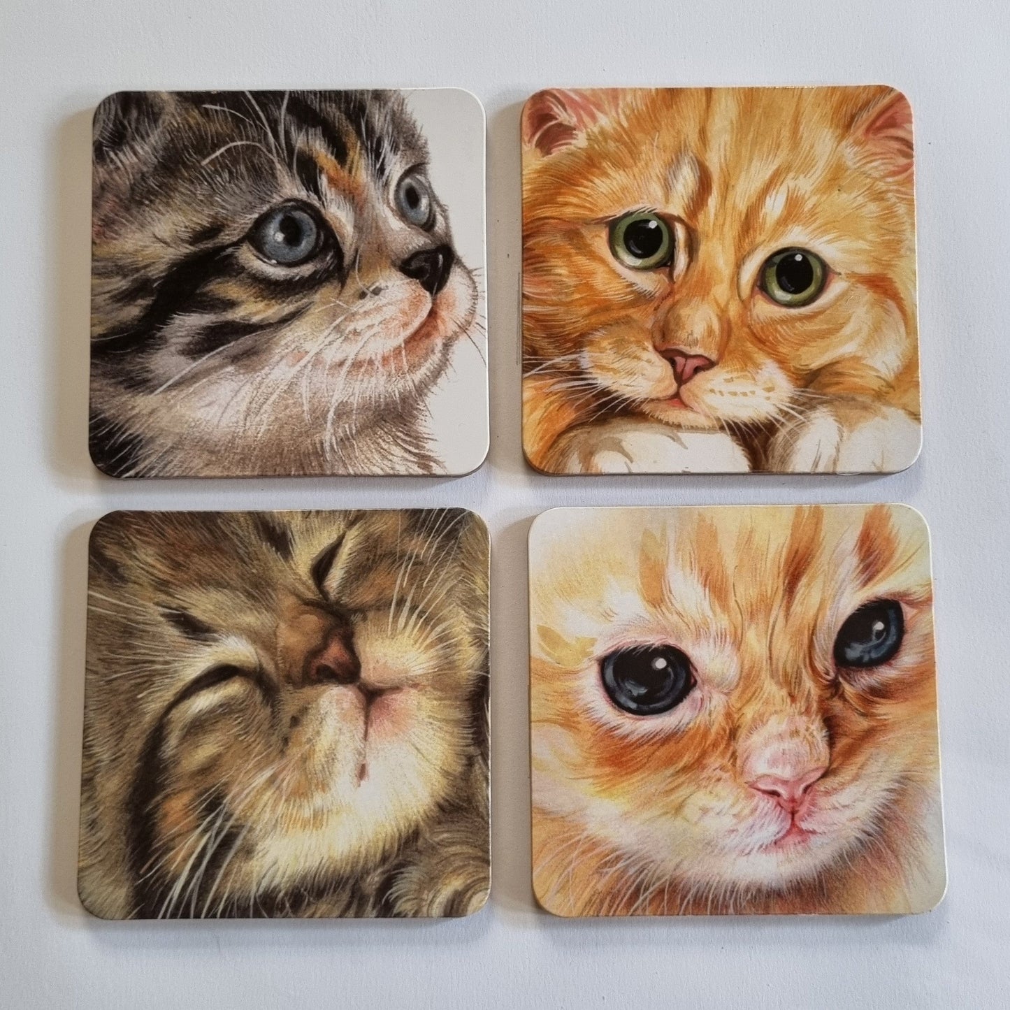 Set van 4 onderzetters - Kattenserie 2