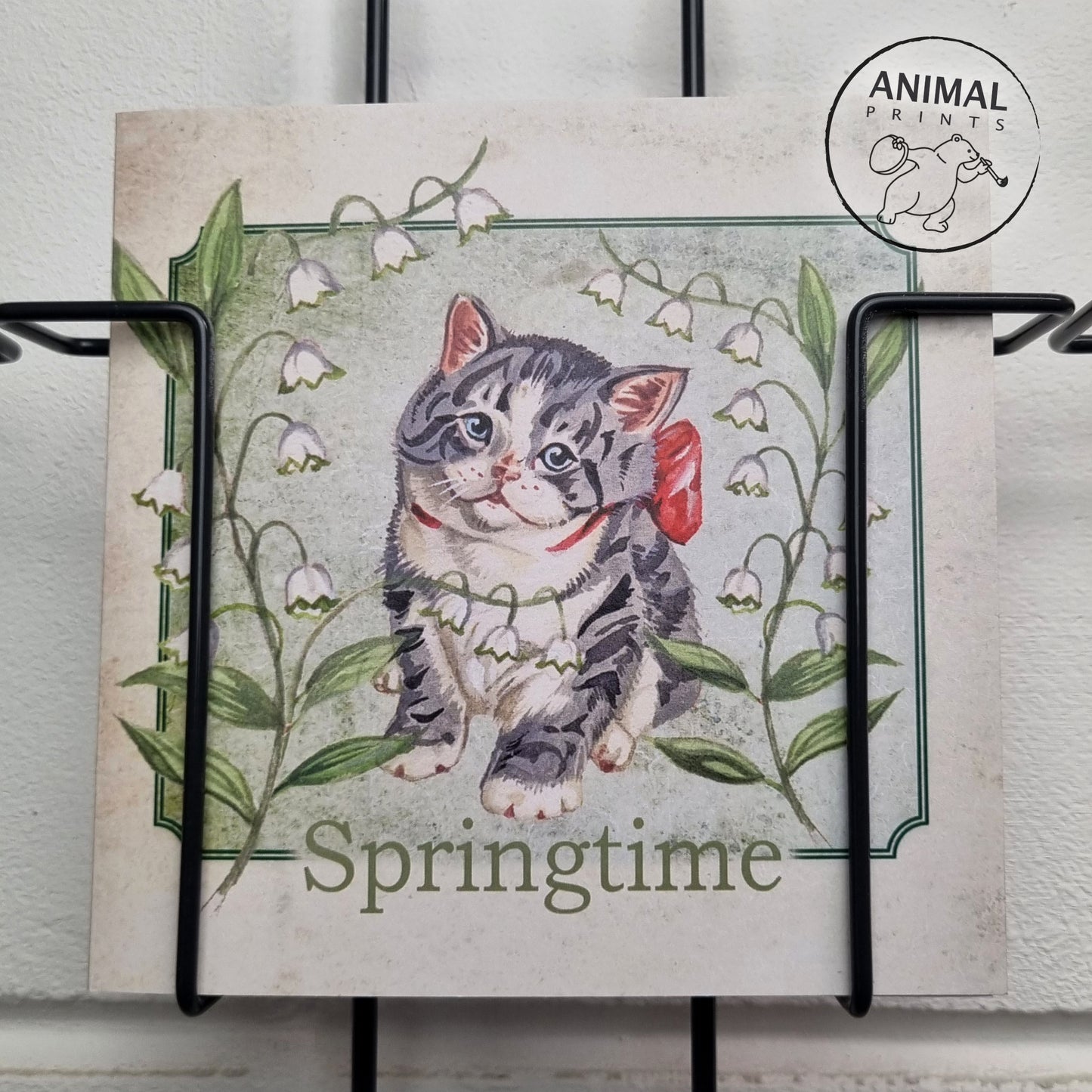 Vierkante kaart - Springtime (katten print)