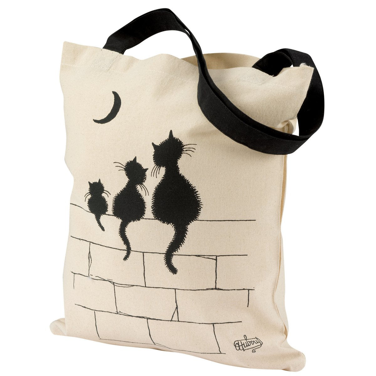 Katoenen tas : 3 katten op muurtje*