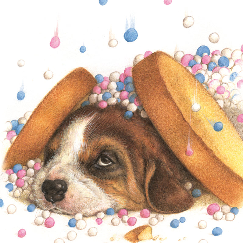 Quadratische Karte - Beagle-Zwieback mit Mäusen