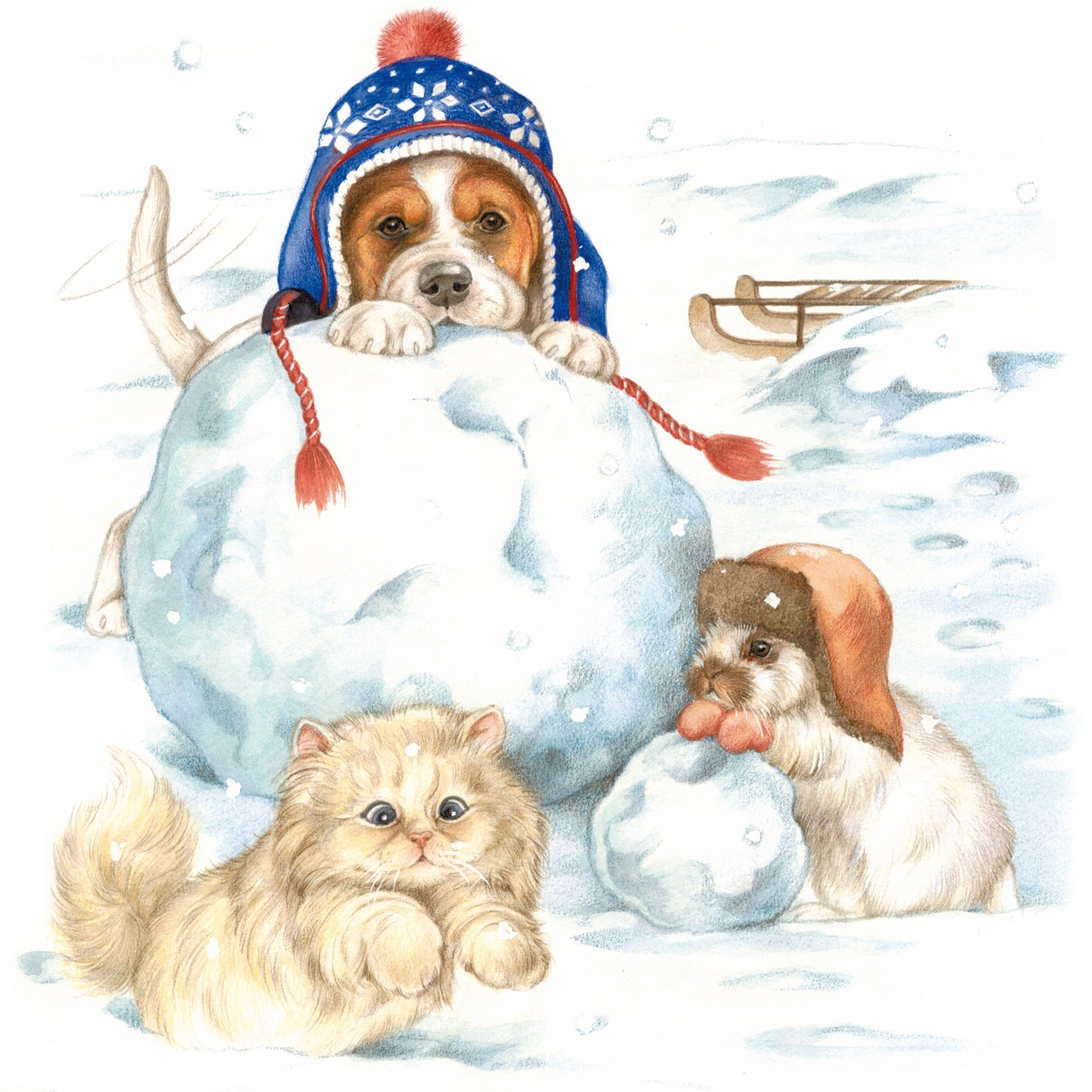 Quadratische Karte - Bist du dabei? Dann bauen wir zusammen einen Schneemann.