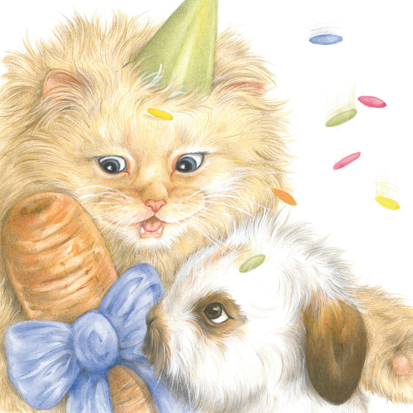 Vierkante kaart - Wie is er zo gelukkig met een wortel voor zijn verjaardag? (persische kat, konijn)