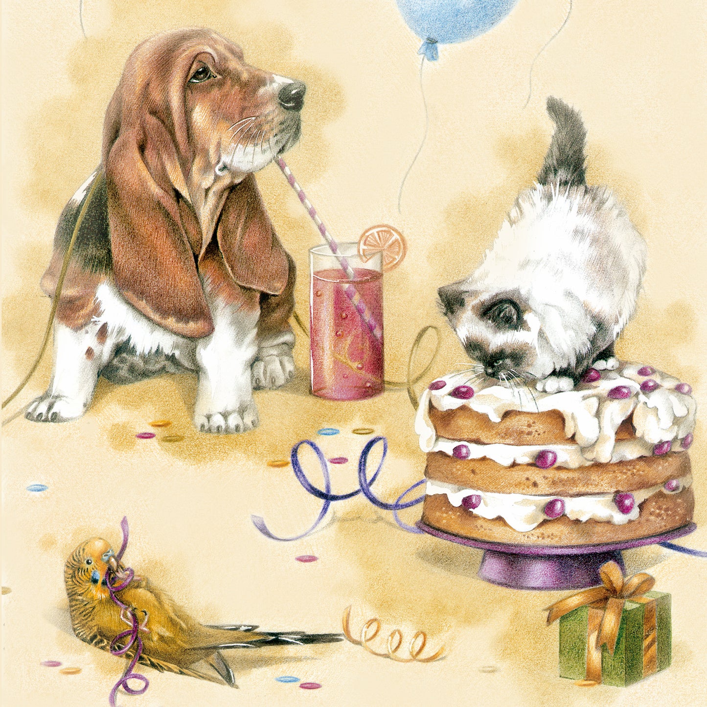 Square Card - Hip Hip Hooray. Welcome to my birthday party!!!
