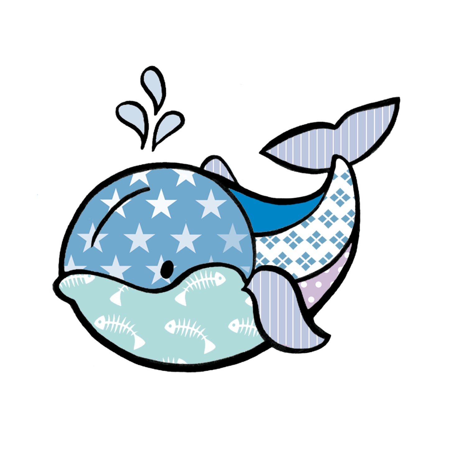 Vierkante kaart - Patchwork Walvis
