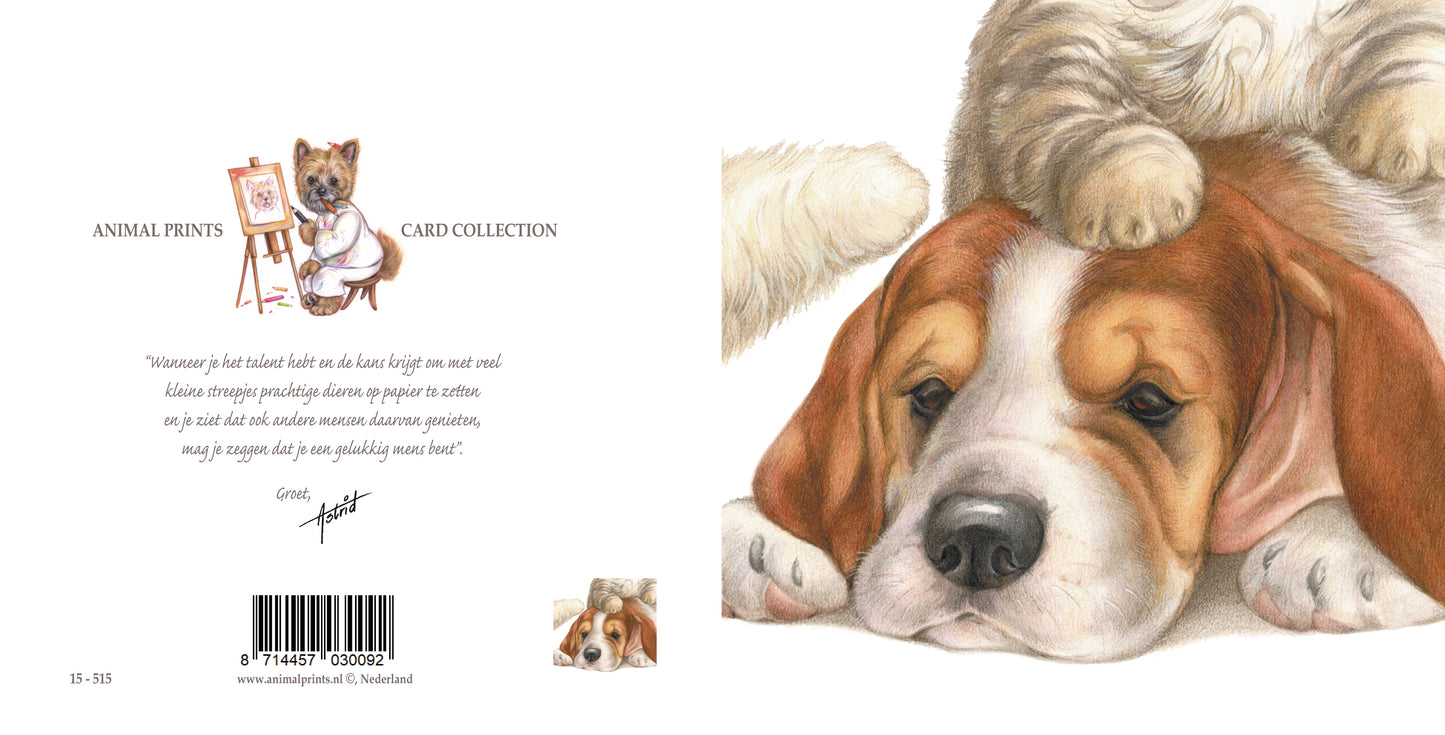 Vierkante kaart - Steun en Sterkte (honden print Beagle)