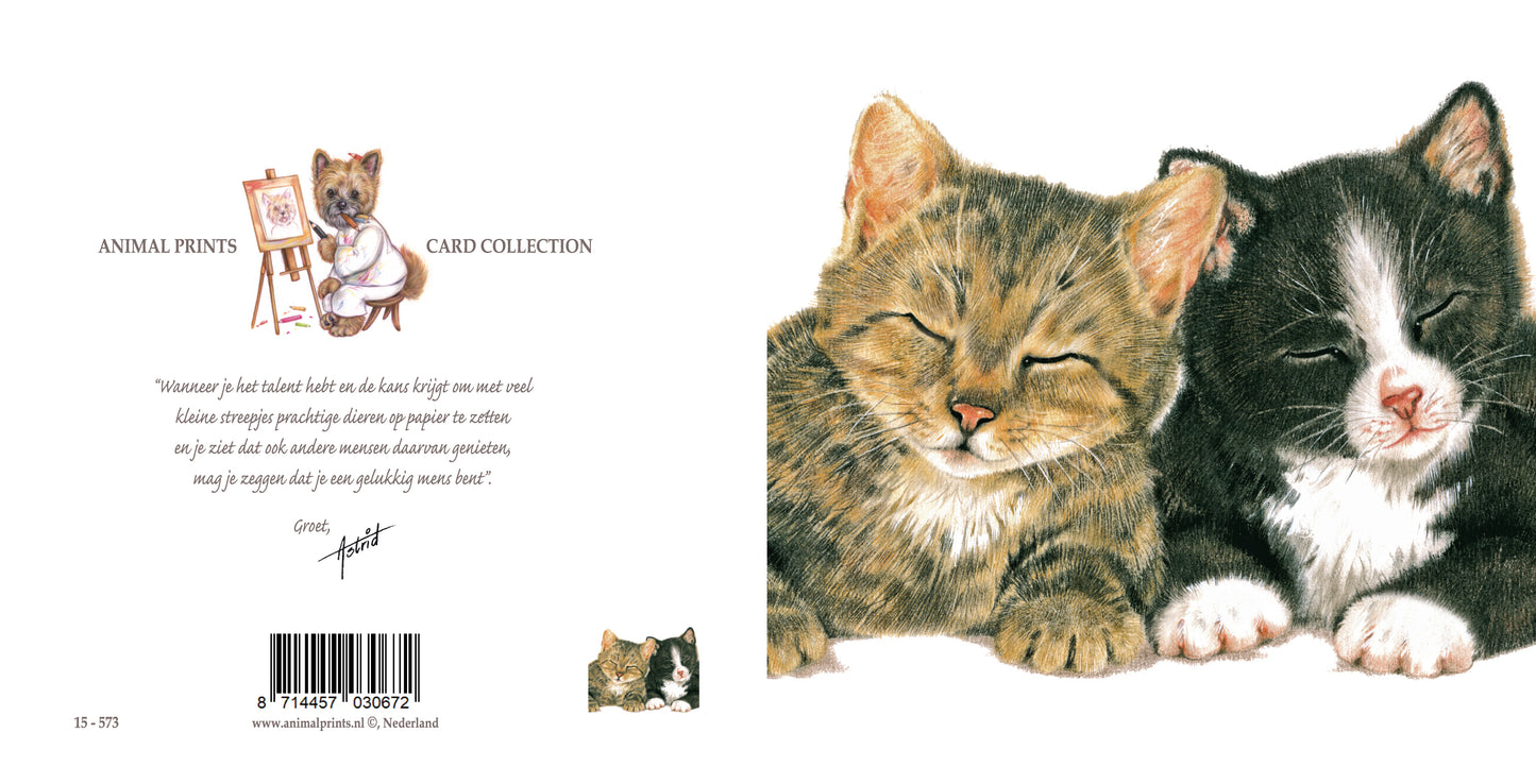 Vierkante kaart - Toch wel erg fijn dat we met z'n tweetjes zijn... (katten print)
