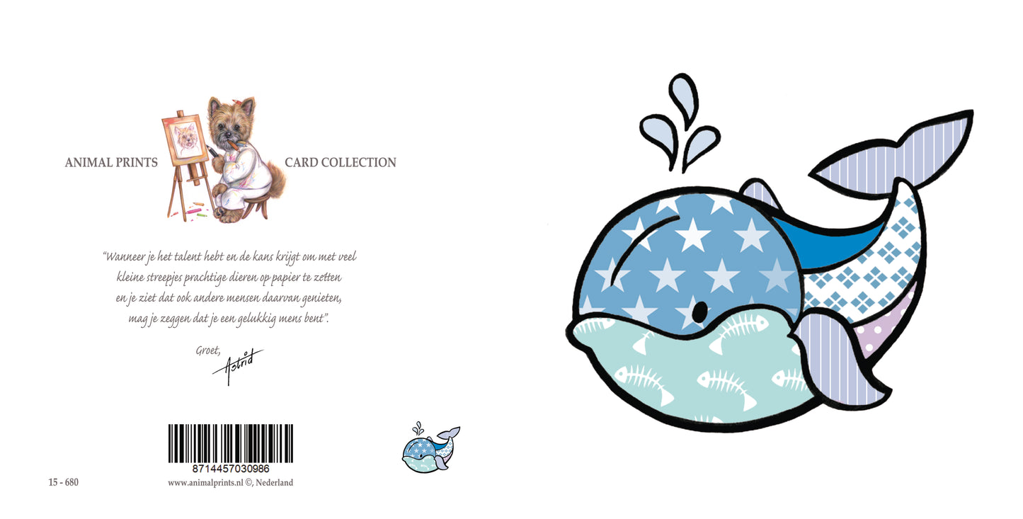 Vierkante kaart - Patchwork Walvis