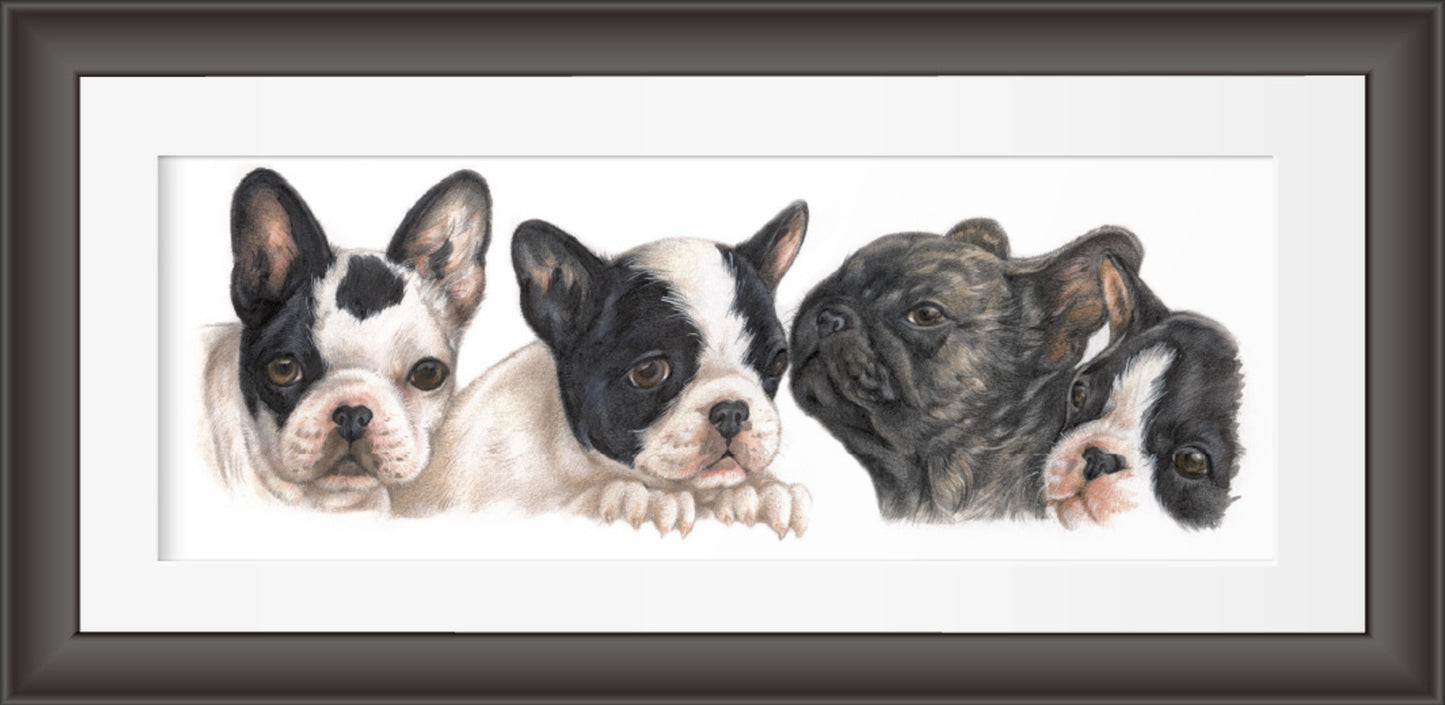 Reproduktion "Welpen der französischen Bulldogge".