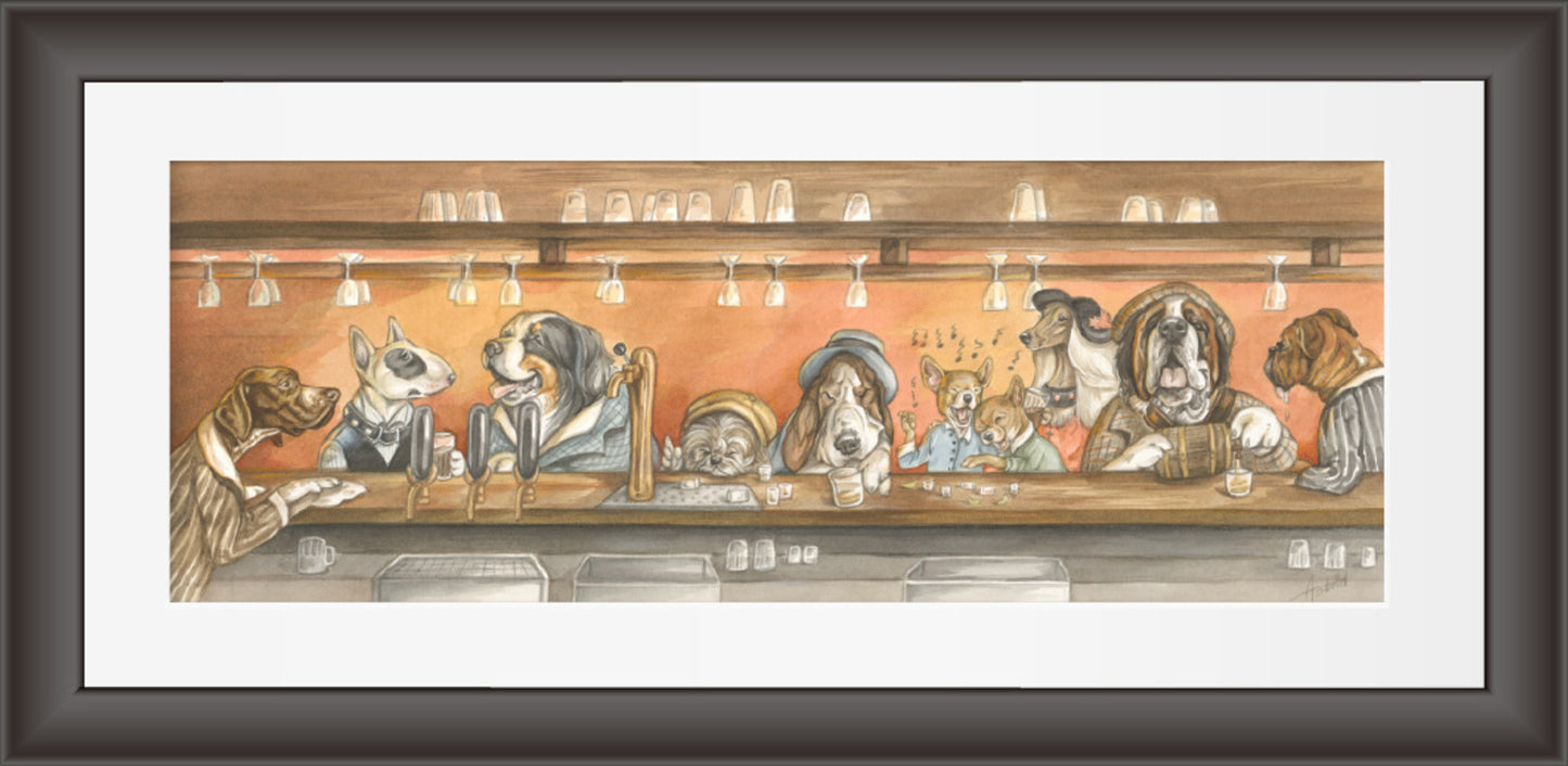 Reproduktion "Hunde an der Bar".