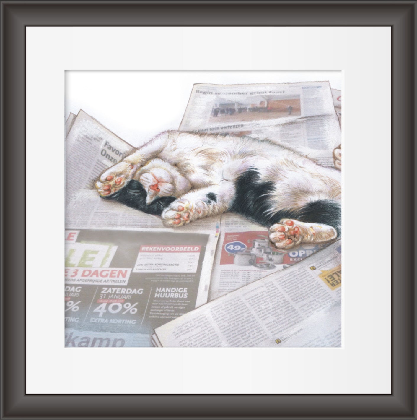 Reproduktion "Katze liest Zeitung".