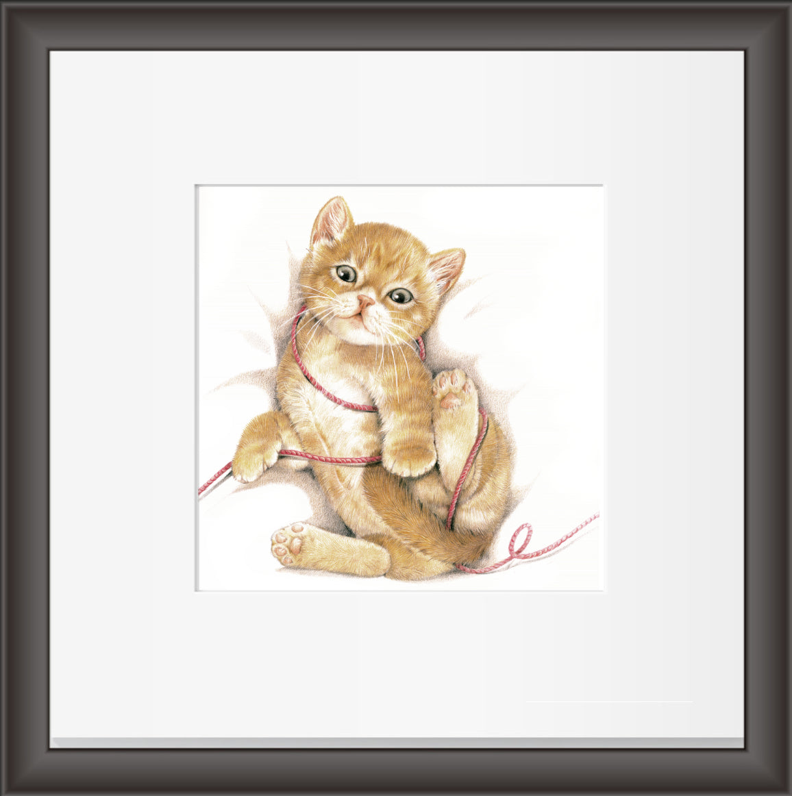 Reproduktion "Liegende Katze mit Wolle"