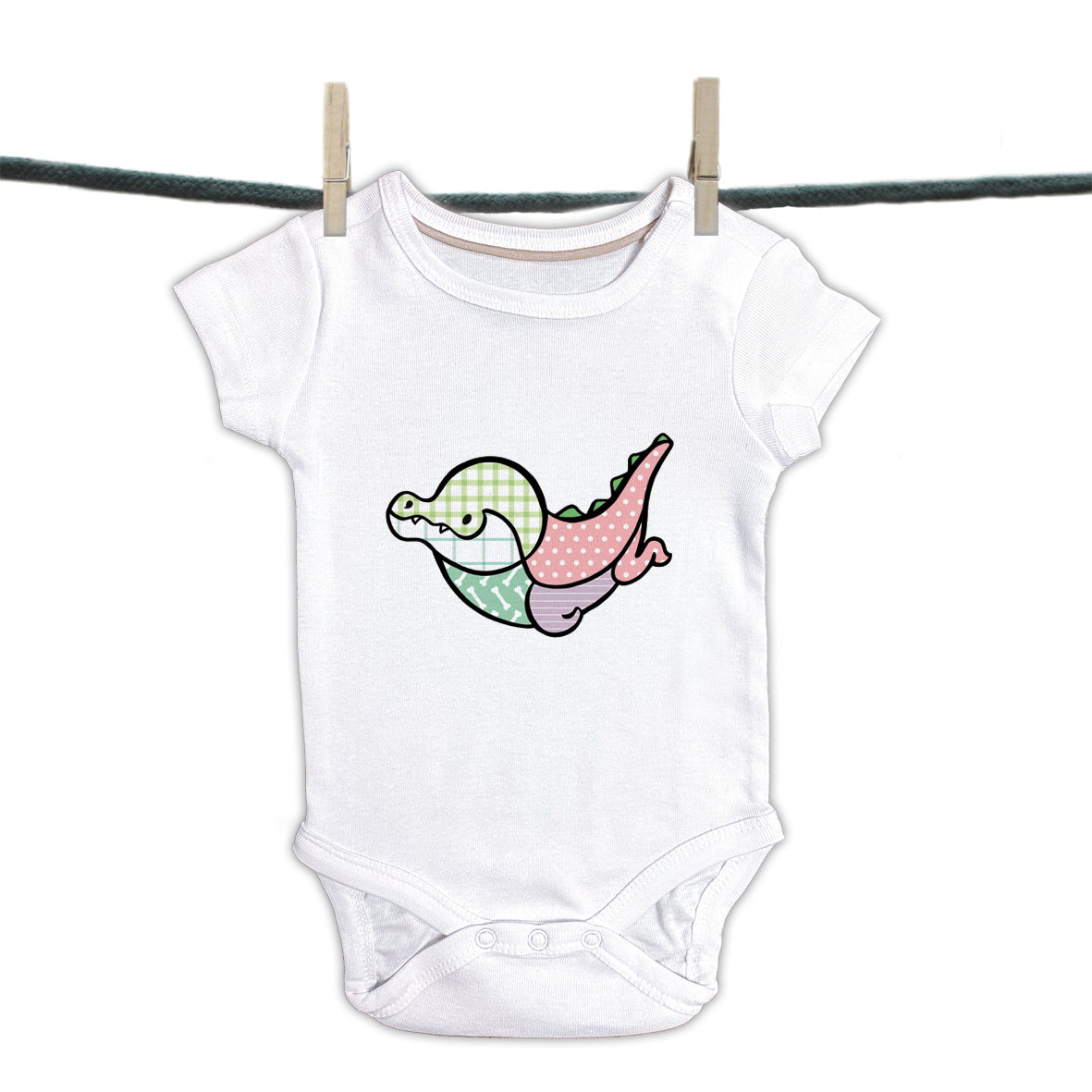 Baby Strampler Patchwork Kollektion - Krokodil