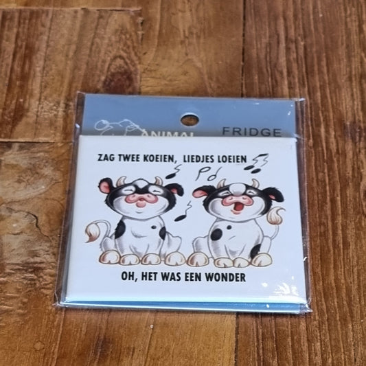 Koelkastmagneet - Zag twee Koeien, liedjes loeien.....