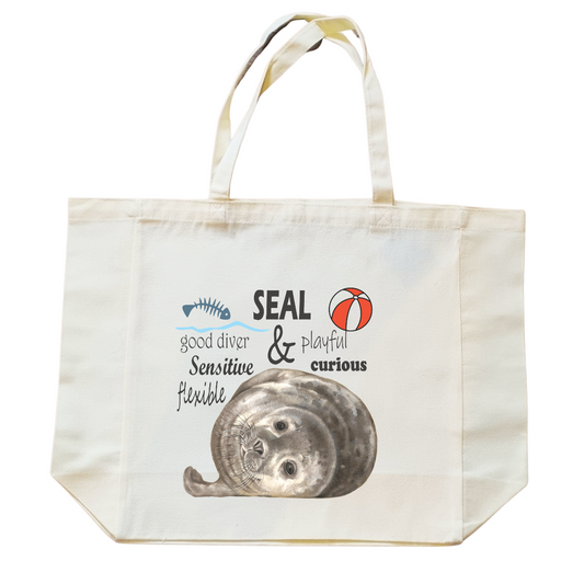 Katoenen winkelshopper met bedrukking - Zeehond