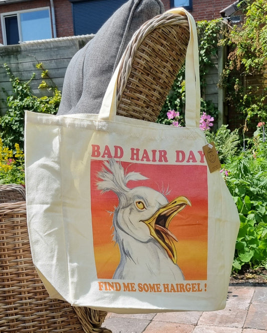 Katoenen winkelshopper met bedrukking - Zeemeeuw