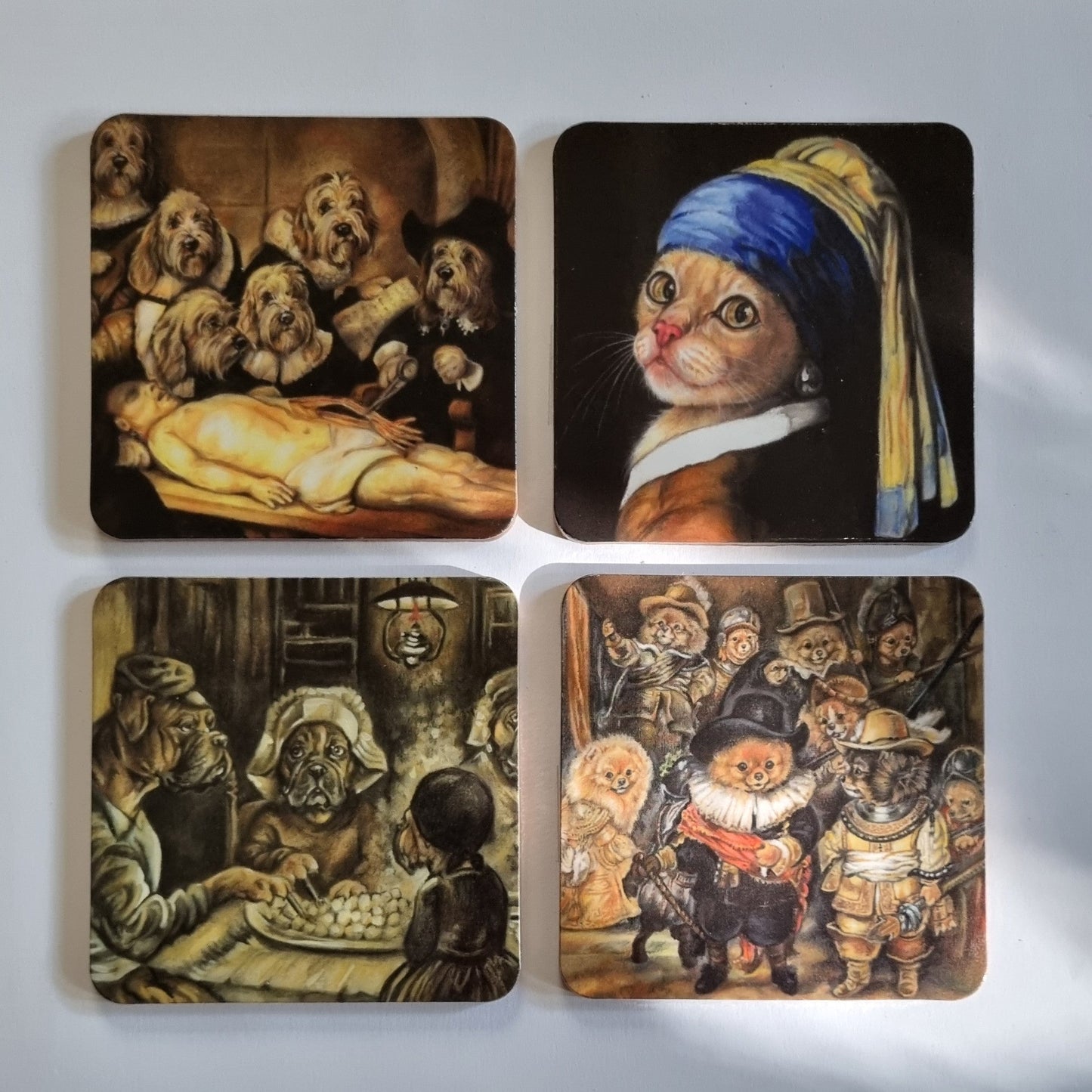 Set van 4 onderzetters - Bekende Meesters