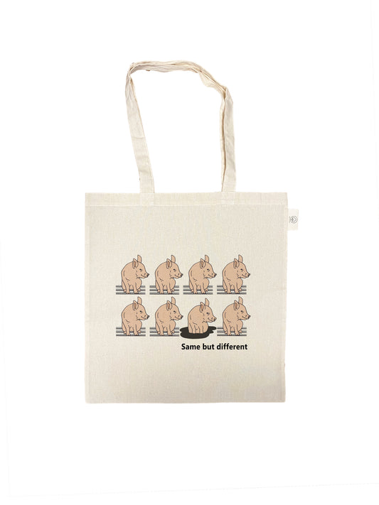 Baumwolltasche mit Aufdruck – Same but Different – ​​Schweine