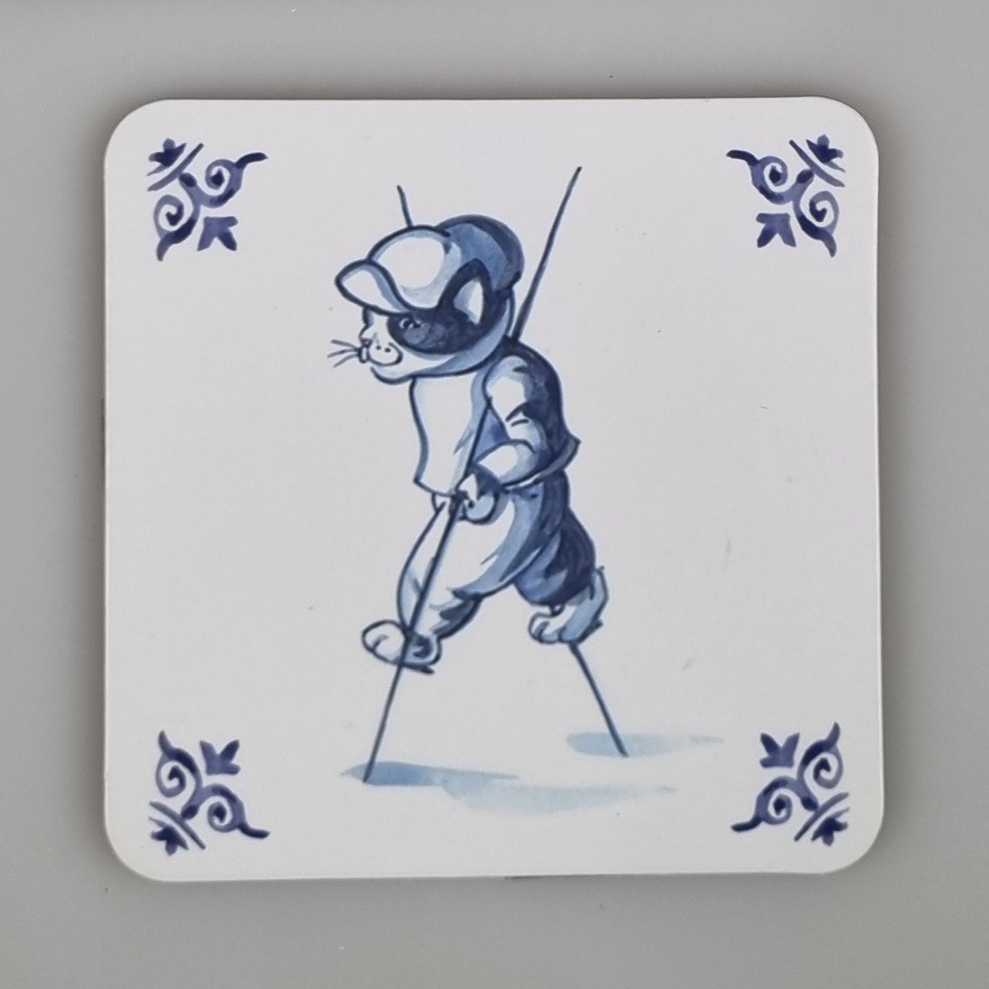 Onderzetter 38-007 - Katten Delfs blauw