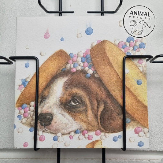 Square card - Beagle rusks with mice
