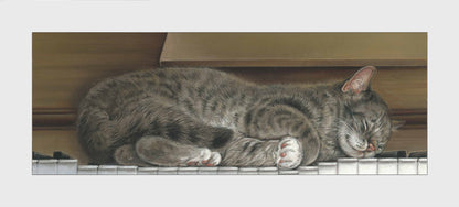 Reproduktion "Katze auf Klavier".