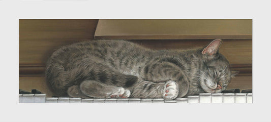 Reproduktion "Katze auf Klavier".