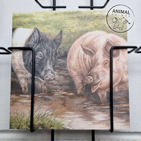 Quadratische Karte - Wir machen einen Schweinestall..