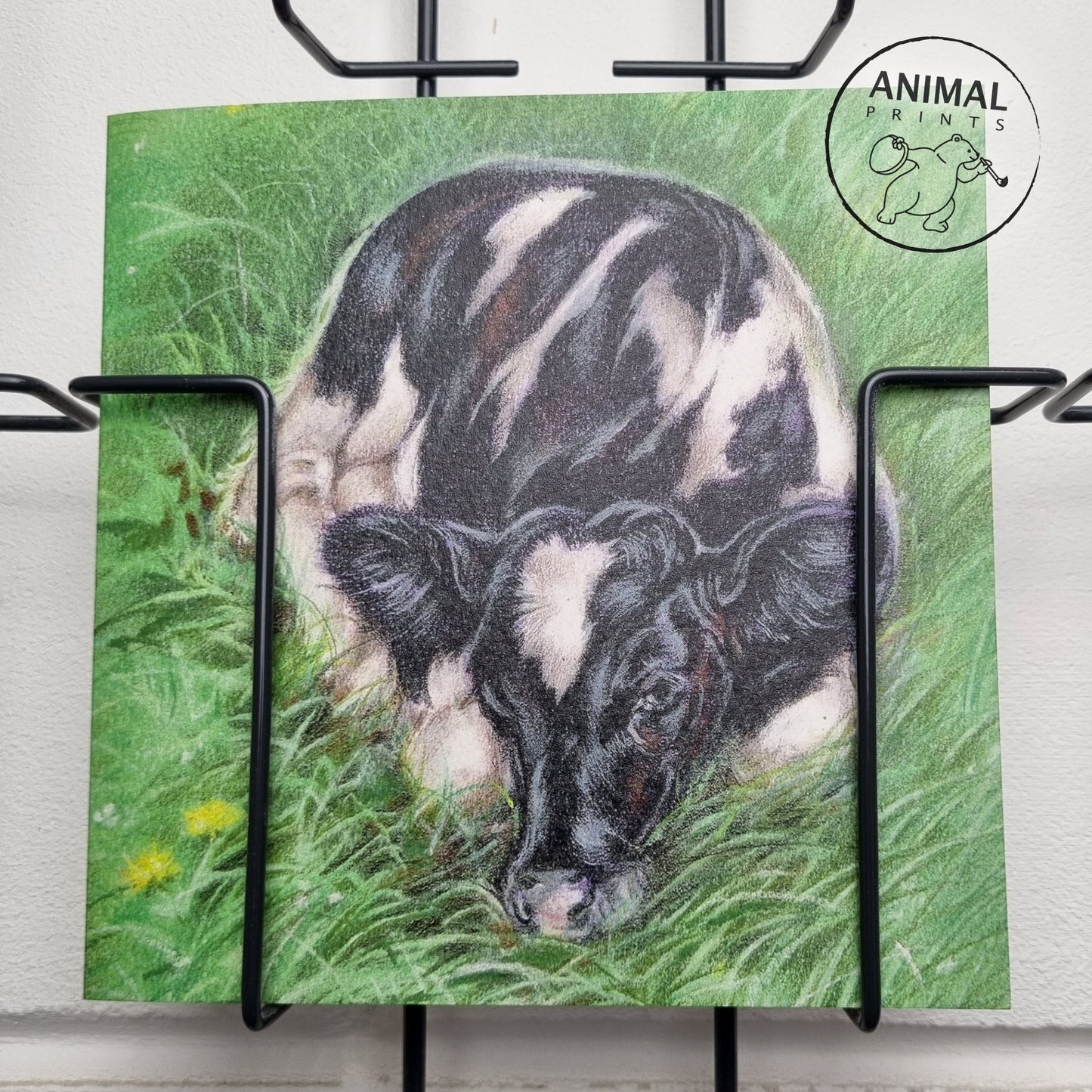 Square card - Calf in the pasture