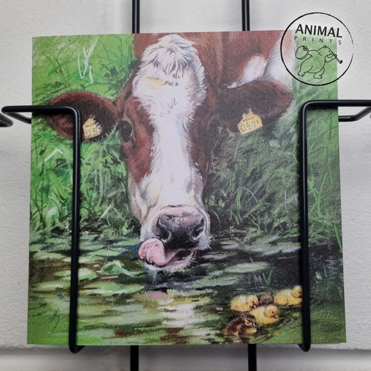 Vierkante kaart - Wie heeft er behoefte aan een oude koe uit de sloot, als er nieuwe gewoon naast staan? (Koeien print)