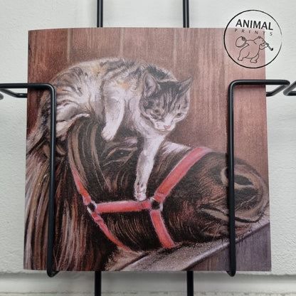 Vierkante kaart - Als ze het niet had getekend, had je het nooit gelooft.... (paard en kat)