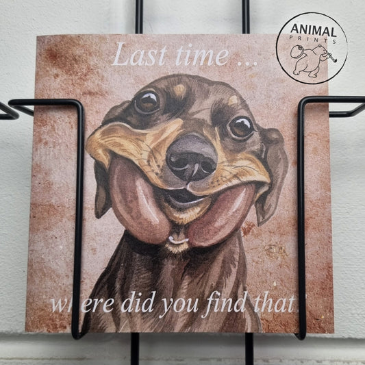Vierkante kaart - Last time...., where did you find that (Teckel / Dachshund)