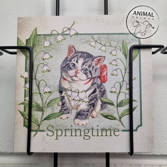 Vierkante kaart - Springtime (katten print)