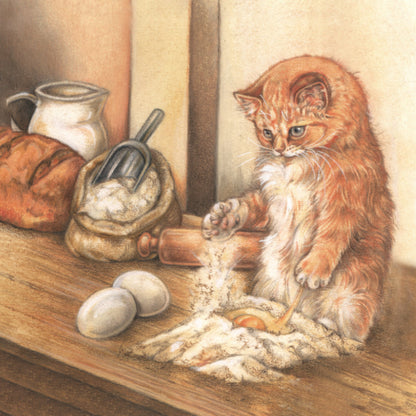 Koelkastmagneet - Kat helpt in de keuken