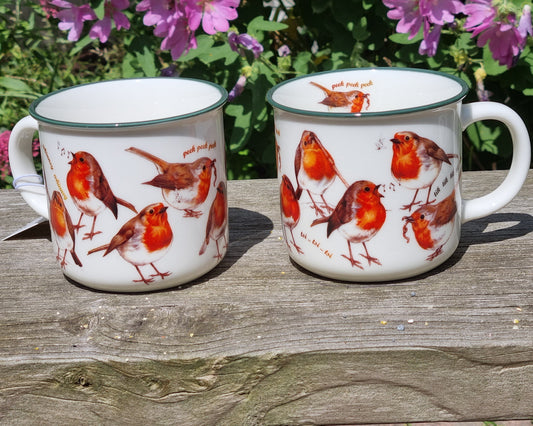 Mokken met collage - Roodborstjes/ Robin