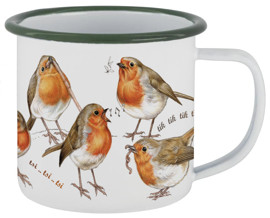 Mokken met collage - Roodborstjes/ Robin