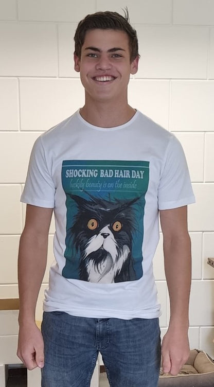 T-shirt "Bad Hairday" - Cat - versie 1