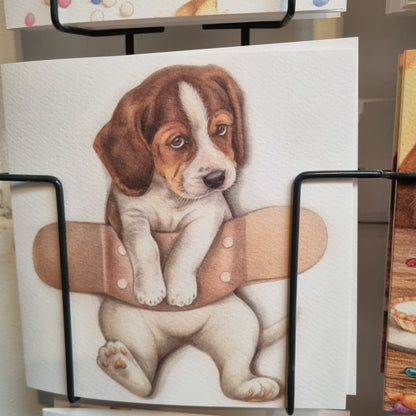 Vierkante kaart - Pleister over Beagle - Beterschap (honden print)
