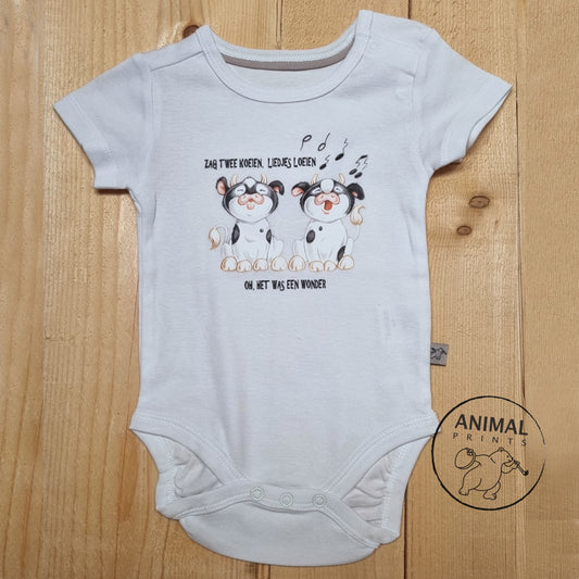 Babyromper  Kinderliedjes - "Zag 2 koeien,....."