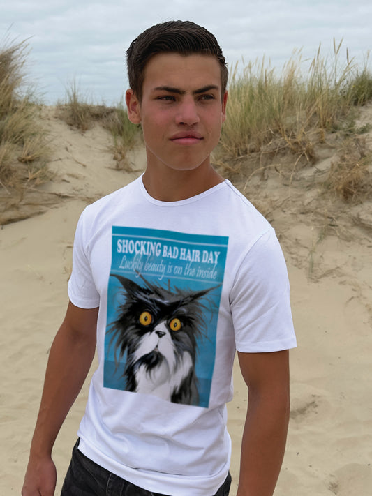T-Shirt „Bad Hairday“ – Katze – Version 1