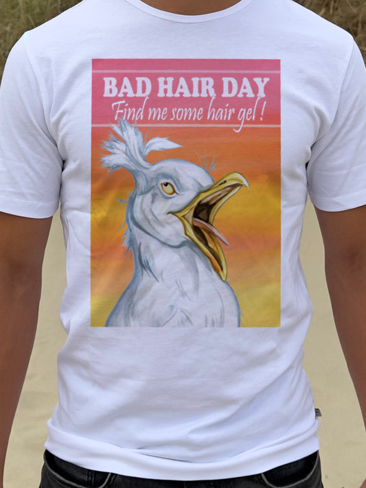 T-Shirt „Bad Hair Day – „Finde mir etwas Haargel“.