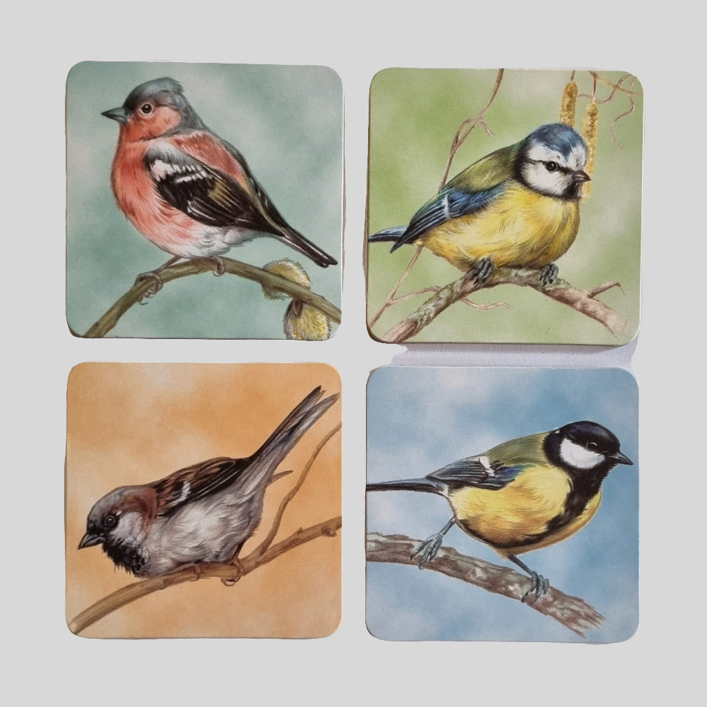 Set van 4 onderzetters - Vogelserie 2