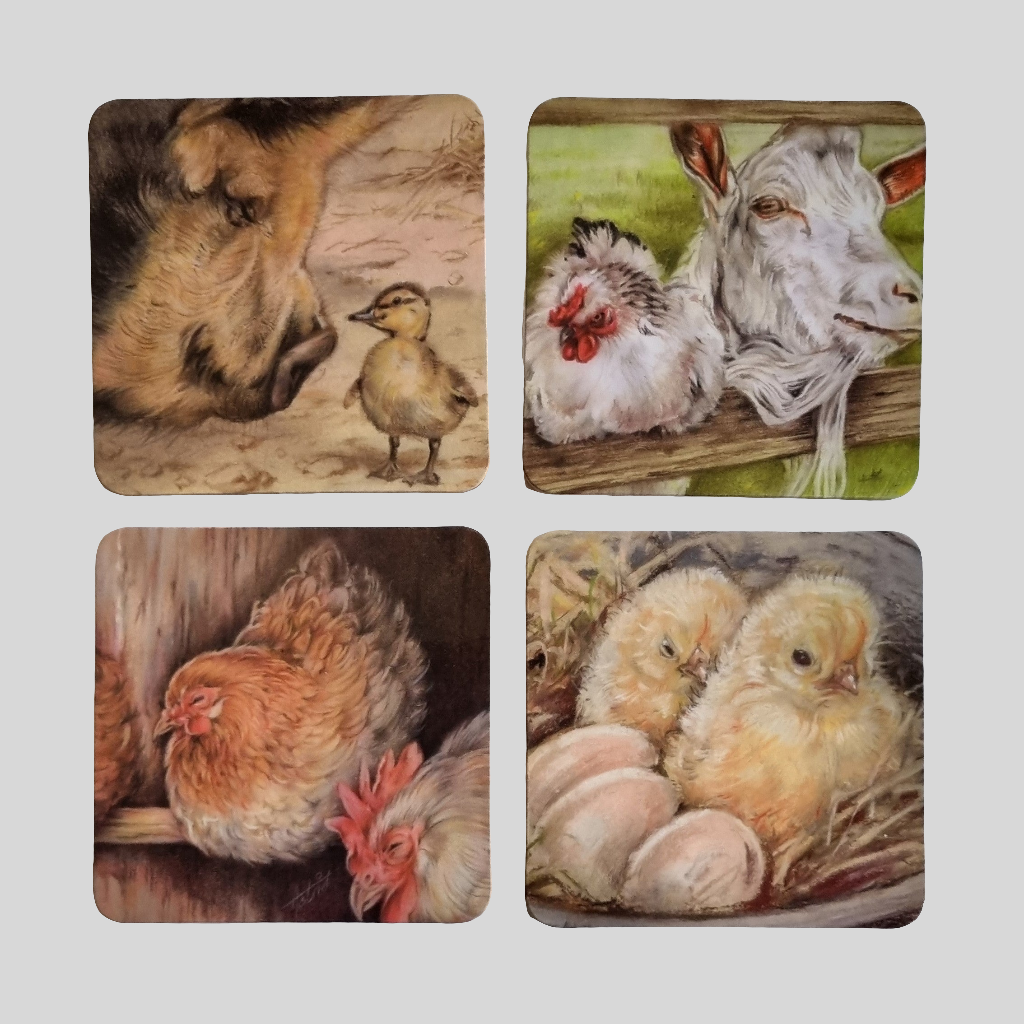 Set van 4 onderzetters - Boerderijserie
