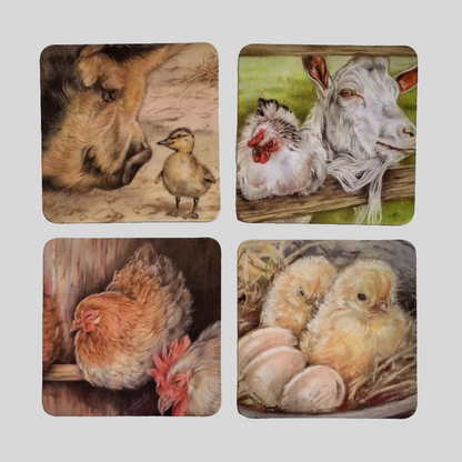 Set van 4 onderzetters - Boerderijserie