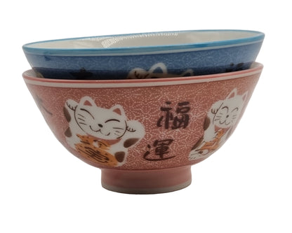 Keramische schaal - Japanse stijl - set van 4 schaaltjes - Katjes