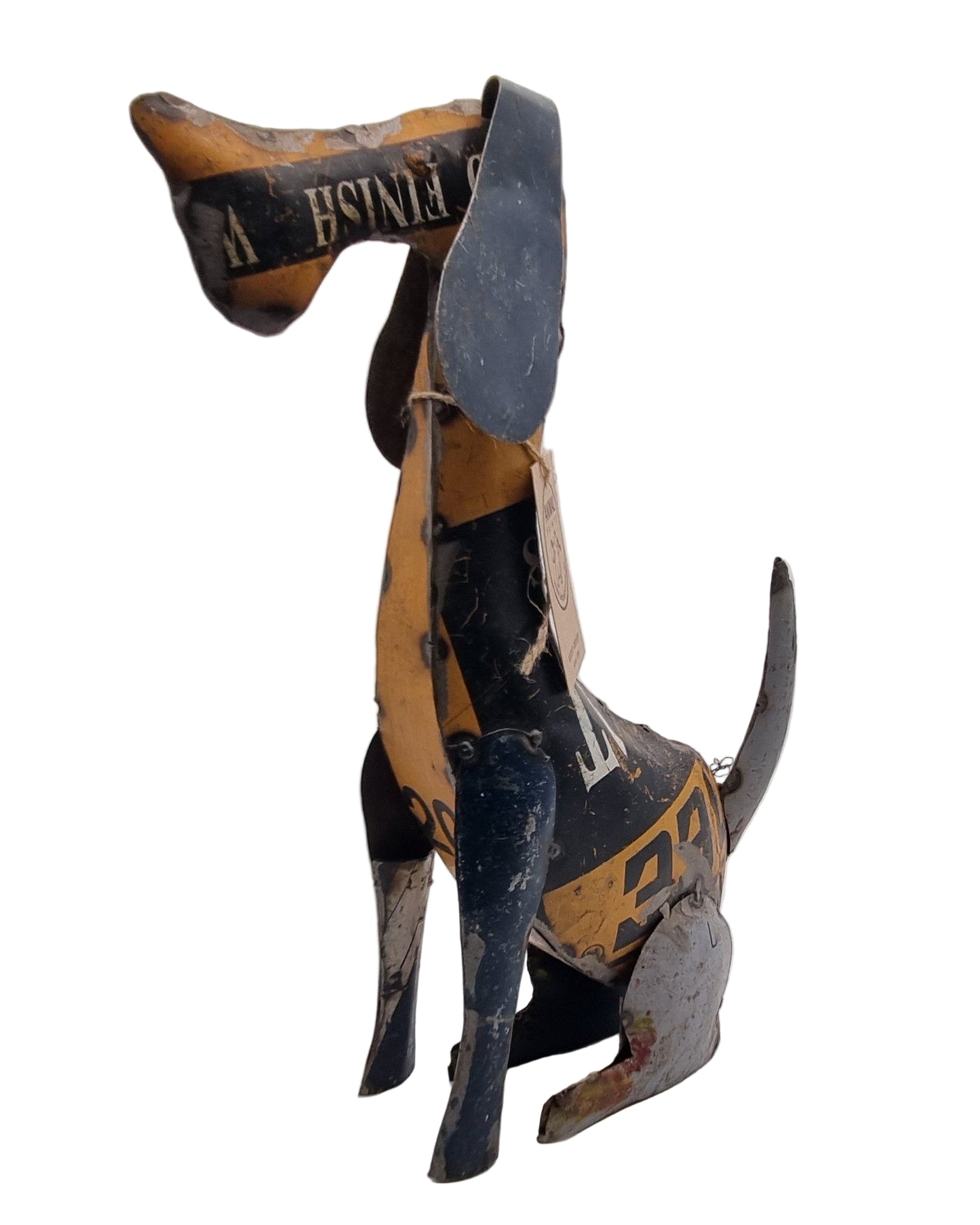 Beeld van staande hond - metaal / blik