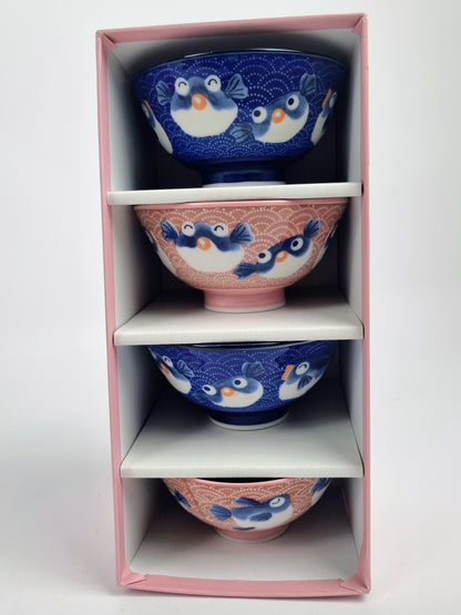 Ceramic bowl - Japanese style - Set of 4 bowls - Bird